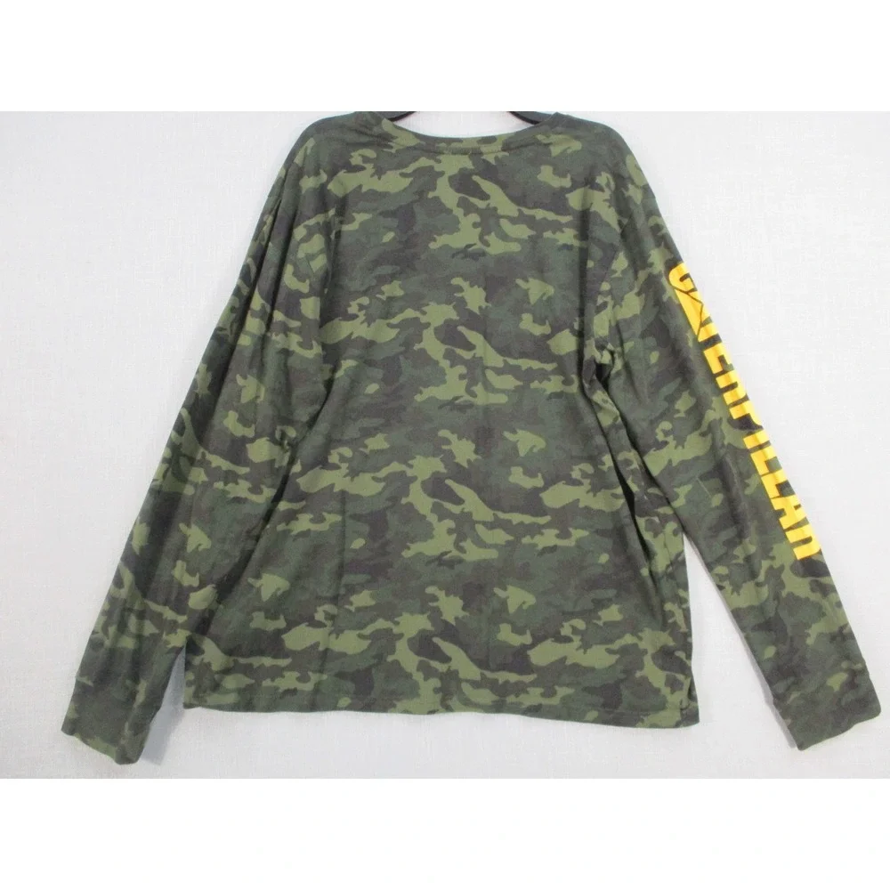 Caterpillar Mens Camo Long Sleeve Graphic T-Shirt CAT Logo Green XL - Picture 8 of 10